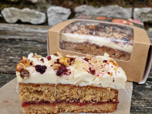 Fig, Ginger and Blackberry celebration cake in a box